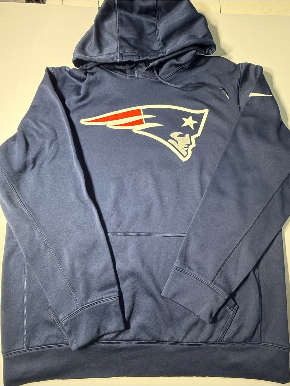 Nike Navy Blue New England Patriots Logo Pullover Hoodie - Men L
